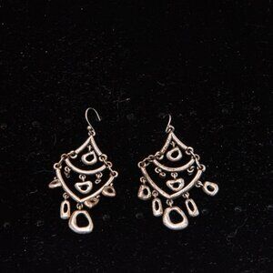 Vintage Silver Tone Chandelier Dangle Earrings